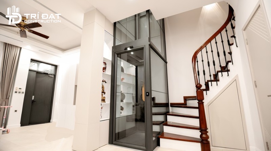 Thang máy không hố pit 350kg với thiết kế kính sang trọng